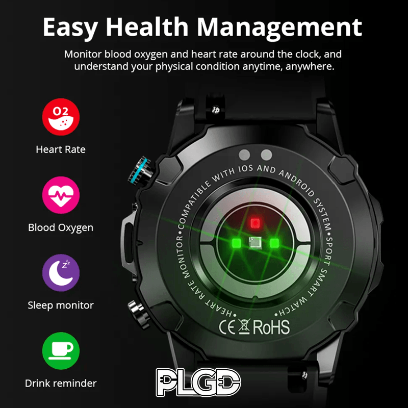 PLGD "SERIES S" SMARTWATCH + FREE EXTRA STRAP [BLACK] - PLGD